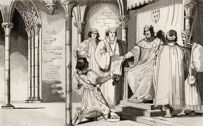 Charles IV the Handsome receives a plea at court, from 
