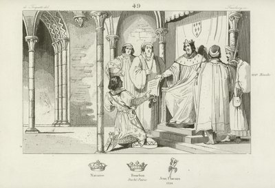 Charles IV of France making Louis, Count of Clermont-en-Beauvaisis, Duke of Bourbon, 1327 by French School
