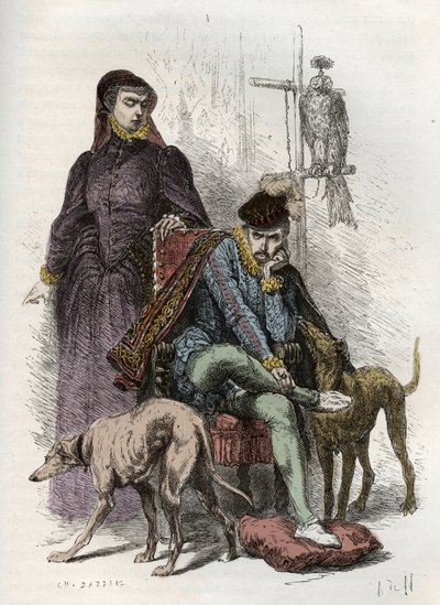 Charles IX and Catherine de Medici - engraving from 