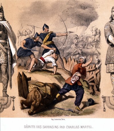 Charles Martel defeated the Saracens at Poitiers, 732 by French School