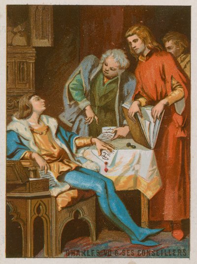 Charles VII with his counsellors by French School