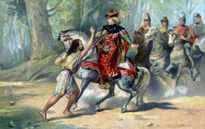 Charles VI caught in madness in the forest of Le Mans by French School