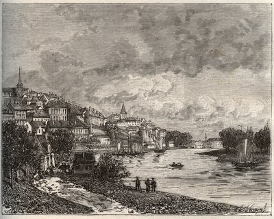 Chateau-Gontier - Mayenne en region Pays de la Loire - engraving in La France illustree: geography, history, administration statistique by V.-A. Malt-Brown by French School