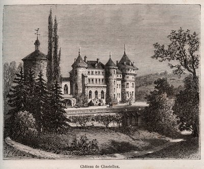 Chateau de Chastellux - Chastellux sur cure, Burgundy - engraving in 