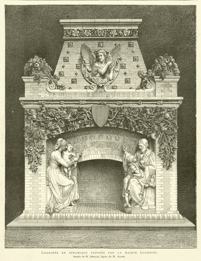 Ceramic Chimney Exhibited by the Loebnitz House, Drawing by M Sedille, Figure by M Aller by French School