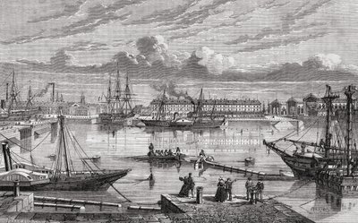 Cherbourg in the 18th Century, Engraved by Le Breton After Pibaraud, from 