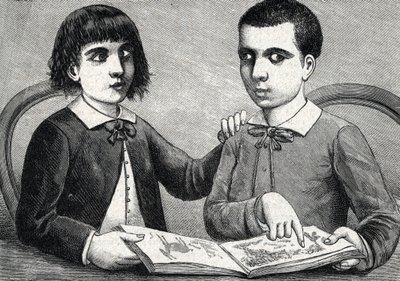 Children with convergent and divergent strabismus or crossed eyes (engraving) 1888 by French School