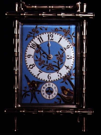 Chinoiserie Carriage Clock with Enamelled Dial and Side Panels by French School