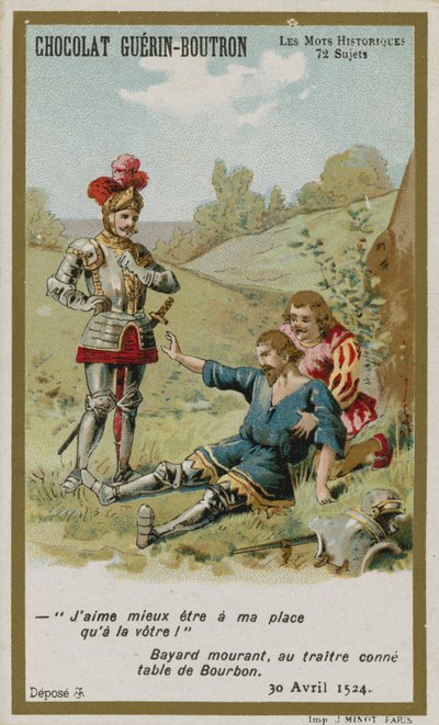 Chocolat Guerin-Boutron Trade Card, Historic Words Series by French School