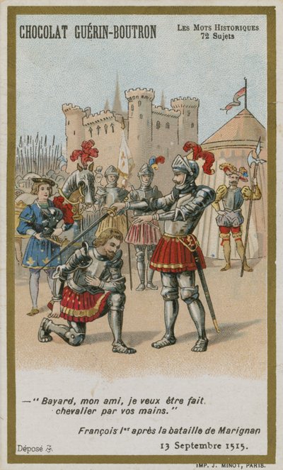 Chocolat Guerin-Boutron Trade Card, Historic Words Series by French School