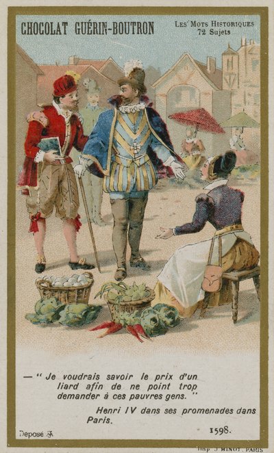 Chocolat Guerin-Boutron Trade Card, Historic Words Series by French School