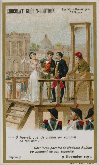 Chocolat Guerin-Boutron trade card, Historic Words series by French School