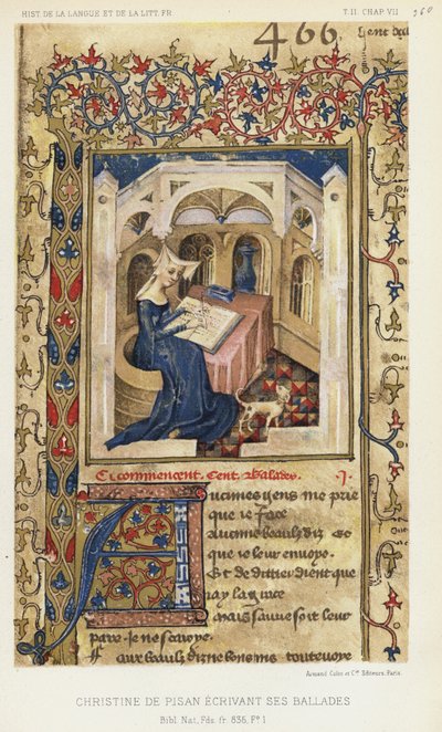 Christine De Pisan Ecrivant Ses Ballades by French School