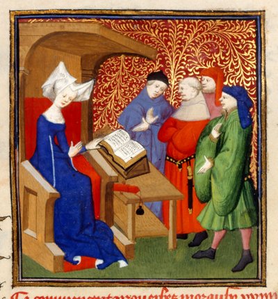 Christine Instructing, MS Harley 4431, f.259v, France, c.1410-14 by French School