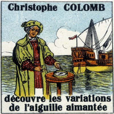 Christopher Columbus discovers the variations of the magnetic needle by French School