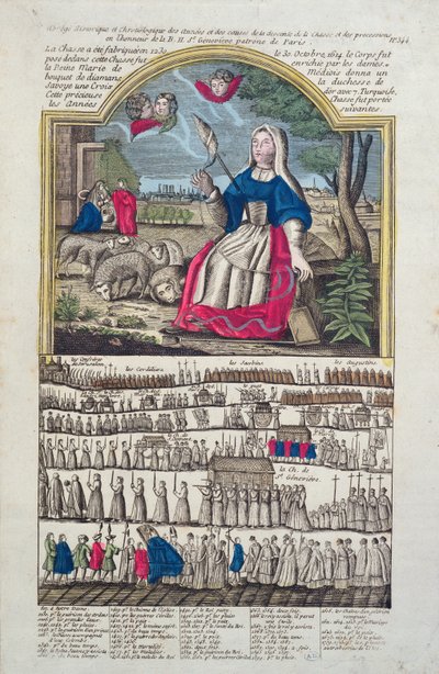 Chronology and depiction of the procession of St. Genevieve by French School