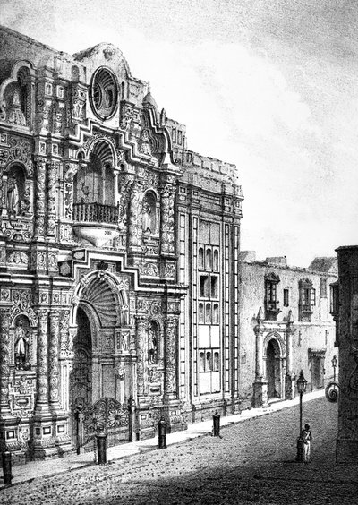 Church of Mercy, Lima (engraving) by French School