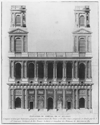 Church of Saint-Sulpice, elevation of the facade, Paris, 1782 by French School