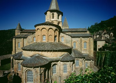 Church of St. Foy from the east, begun c.1050 by Abbot Odolric by French School
