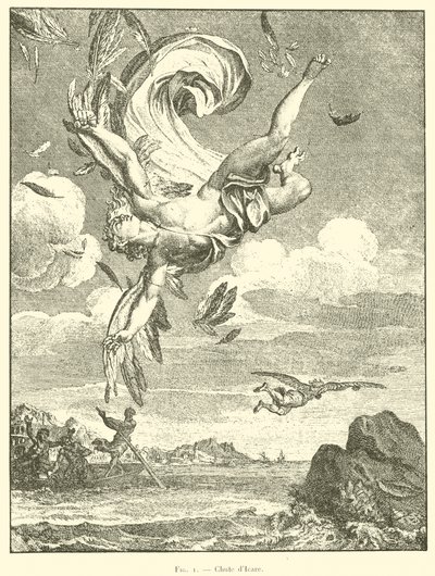 Fall of Icarus (engraving) by French School