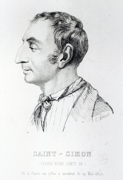 Claude Henri de Rouvroy, Count of Saint-Simon, engraved by Perrot by French School