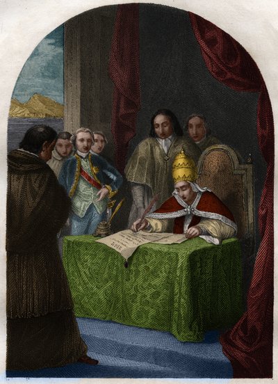 Clement XIV (1705-1774) abolishing the Jesuites Society on 21 July 1773 by French School