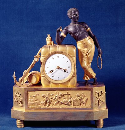 Clock in the shape of a bail with a docker figurine, after 1787 by French School