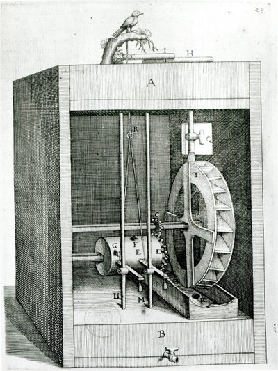 Clockwork bird, from Les Raisons des Forces Mouvantes by Salomon de Caus, 1615 by French School