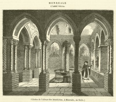 Cloister of the Benedictine Abbey, in Monreale, Sicily by French School