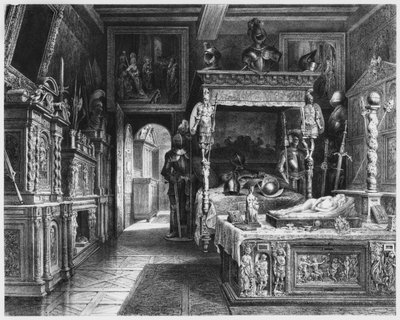 Cluny Hotel and Museum, room of Francois I, Paris, illustration from Atlas, Les Arts du Moyen Age by Alexandre du Sommerard, 1840 by French School