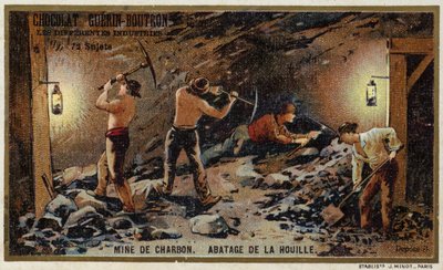 Coal Mine. Hewing Coal at the Coal Face by French School