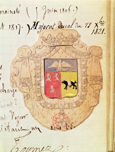 Coat of arms of Charles Maurice de Talleyrand-Périgord (1754-1838) Prince of Benevento by French School