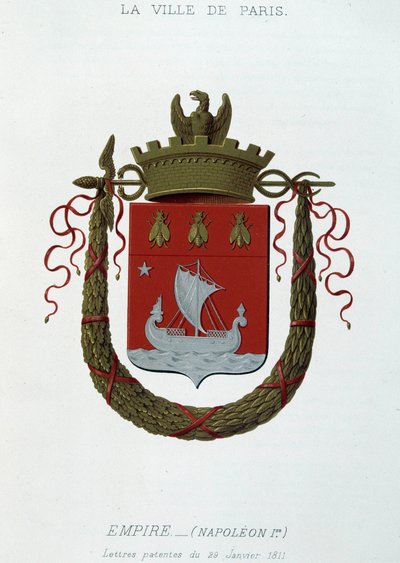 Coat of arms of the City of Paris: Empire (Napoleon I) - Letter patent dated 29 January 1811 - in “Armorial National de France”, by H. Traversier, Paris by French School