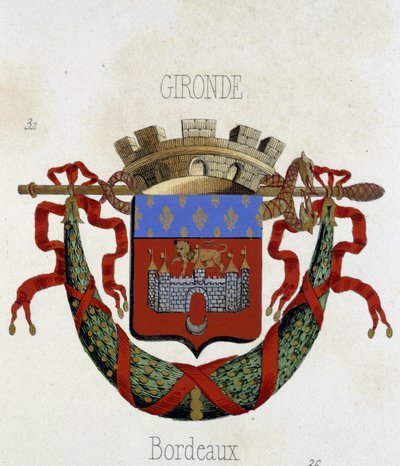 Coat of arms of the city of Bordeaux - in “Armorial National de France”, by H. Traversier, Paris by French School
