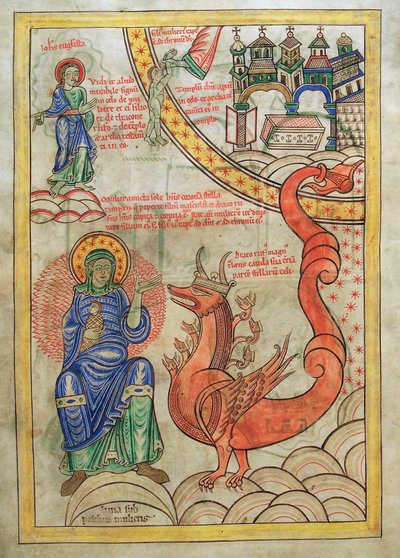 The Scarlet Woman, Mother of Abominations Meeting the Beast of the Apocalypse, from Liber Floridus by Lambert de Saint-Omer c.1120 by French School