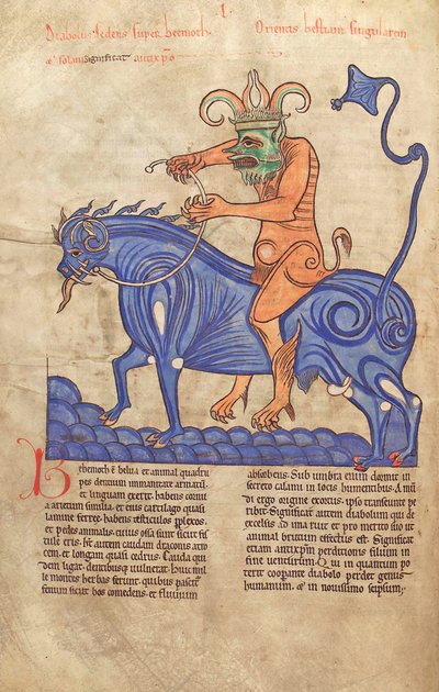 Satan Riding a Behemoth, from Liber Floridus by Lambert de Saint-Omer c.1120 by French School