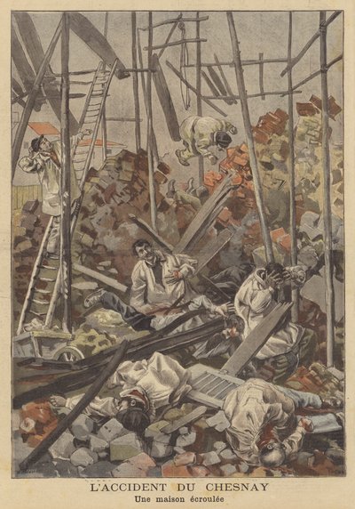 Collapse of a house under construction at Chesnay, near Versailles by French School