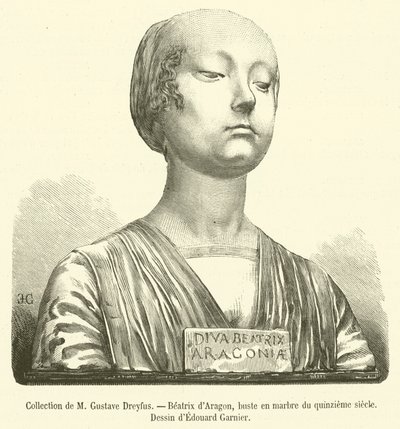Collection of M Gustave Dreyfus, Beatrix of Aragon, Marble Bust from the Fifteenth Century (engraving) by French School