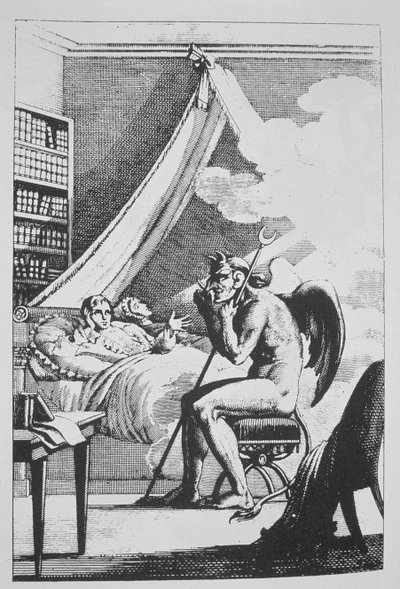 Collin de Plancy conversing with the Devil, from Le Diable Peint par Lui-meme, illustrated in a history of magic published late 19th century by French School