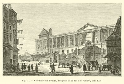 Colonnade of the Louvre, view taken from rue des Poulies, around 1758 by French School