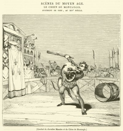 Combat of Knight Macaire and the Dog of Montargis by French School