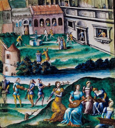 Concert in the Courtyard of a Castle by French School