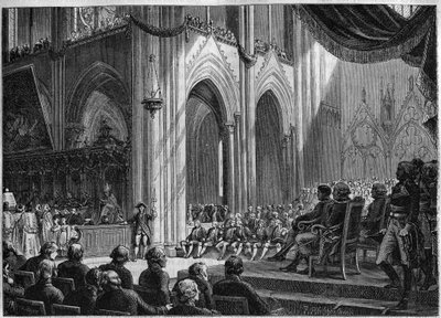 Concordat of 1801 - Reintroduction of Catholic Rites, Easter, 8 April 1802 Notre-Dame of Paris - Official restoration of cults in the presence of Bonaparte: Te deum at Notre Dame by French School