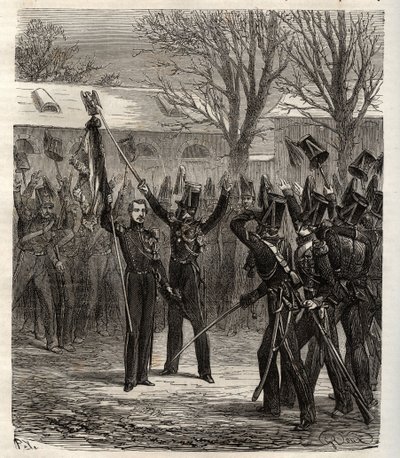 Conspiracy of Strasbourg 1836 led by prince Louis Napoleon, future Napoleon III, against July Monarchy by French School
