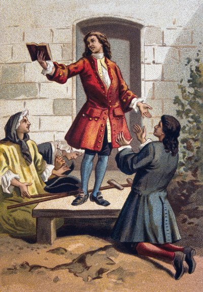 Convulsionary Practices (Convulsionnaires of Saint-Medard) - Jansenism: The Convulsionaries of the Cemetery Saint Medard under Louis XV. Chromolithography circa 1890. by French School