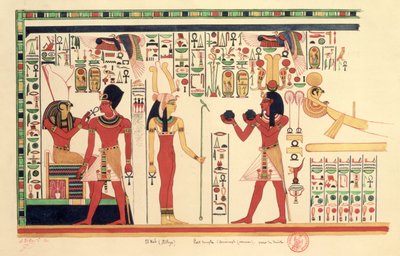 Copy of a fresco from the Temple of Amenophis III in El Kab (Elethya) 1841 by French School
