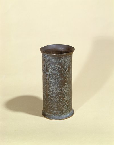 Copy of a small goblet with the itinerary of the Roman postal service, found at Aquae Apollinaris near Rome by French School