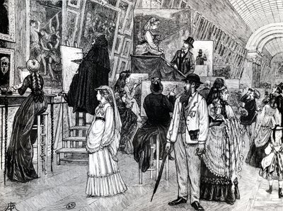 Copyists in the Grande Galerie of the Louvre by French School