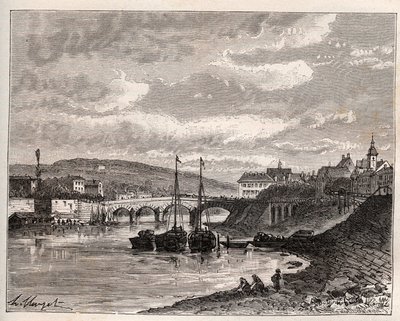 Corbeil Essonnes - engraving in La France illustree: geographie, histoire, administration statistique by V.A. Malt-Brown. 1884 by French School