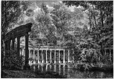 Corinthian colonnade around the oval basin in the Parc de Monceau, Paris by French School